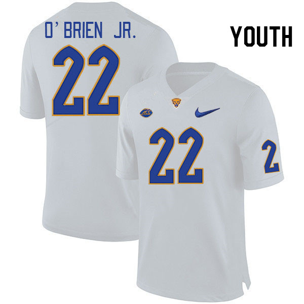 Youth #22 Phillip O'Brien Jr. Pitt Panthers College Football Jerseys Stitched Sale-White